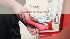  Presentation with repair shop - Audience pleasing presentation consisting of footwear-stretching-high-heels-female backdrop and a cream colored foreground