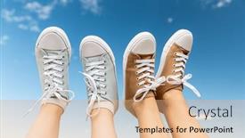  Presentation with sky blue - Presentation theme having footwear-summer-and-people-concept background and a coral colored foreground