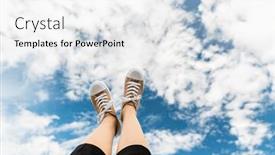  Presentation with blue sky - Presentation theme having footwear-summer-and-people-concept background and a white colored foreground