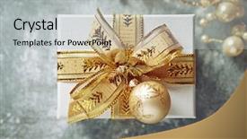  Presentation with black and gold christmas - Beautiful theme featuring fora da caixa - christmas present with gold ribbon backdrop and a light gray colored foreground