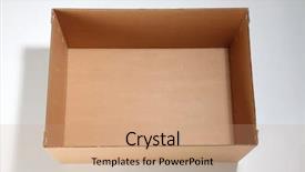  Presentation with box - Theme consisting of fora da caixa - empty brown card box open background and a coral colored foreground