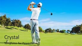  Presentation with golf - Audience pleasing presentation theme consisting of fora da caixa - golf player teeing off man backdrop and a yellow colored foreground