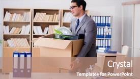  Presentation with moving - PPT layouts consisting of fora da caixa - man moving office with box background and a coral colored foreground