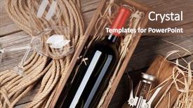  Presentation with bottle red wine - PPT theme having fora da caixa - red wine bottle in box background and a tawny brown colored foreground
