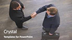  Presentation with shaking hands - Slide deck featuring fora da caixa - two businessmen indoors shaking hands background and a gray colored foreground