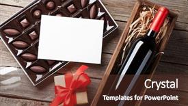  Presentation with chocolate wine - PPT layouts with fora da caixa - valentines day greeting card red background and a tawny brown colored foreground