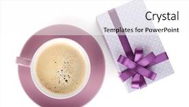  Presentation with coffee cup diary - Beautiful slide deck featuring money in piggy bank savings backdrop and a light gray colored foreground.