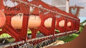  Presentation with engineering robotics development closeup electronics - Slide set featuring forage crops - combine harvester closeup background and a red colored foreground