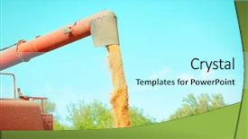  Presentation with sorghum grains in a bucket - Colorful slides enhanced with forage crops - combine harvester pouring grains outdoors backdrop and a cool aqua colored foreground