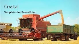  Presentation with grains - Audience pleasing PPT theme consisting of forage crops - combine harvester pouring grains backdrop and a arctic colored foreground