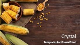  Presentation with corn - Slide set consisting of forage crops - ripe corn on sacking background and a tawny brown colored foreground