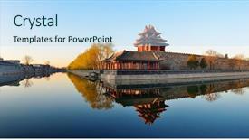  Presentation with lake - Slide set consisting of forbidden - imperial palace over lake background and a sky blue colored foreground