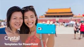  Presentation with china travel - Amazing PPT layouts having forbidden - mother daughter tourists taking travel backdrop and a coral colored foreground