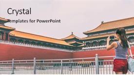  Presentation with forbidden city - Amazing PPT theme having forbidden city asia travel tourist backdrop and a sky blue colored foreground