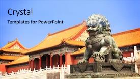  Presentation with forbidden city - PPT theme enhanced with beautiful elegant middle aged businesswoman in modern office background and a light gray colored foreground.