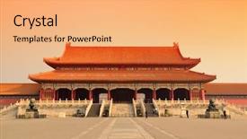  Presentation with old china - Presentation design with forbidden city in beijing china background and a coral colored foreground