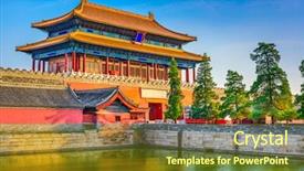  Presentation with forbidden city - Beautiful theme featuring forbidden city north gate backdrop and a tawny brown colored foreground