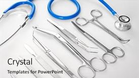  Presentation with surgery - PPT theme featuring forceps - flat lay of surgery instruments background and a white colored foreground
