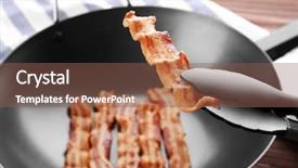  Presentation with bacon - Beautiful PPT theme featuring forceps - holding tasty bacon slice backdrop and a violet colored foreground
