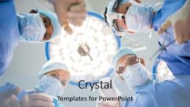  Presentation with operating room - Slide deck consisting of forceps - surgeons team at work background and a light blue colored foreground