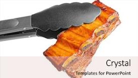  Presentation with ribs - Presentation design consisting of forceps with delicious grilled ribs background and a lemonade colored foreground