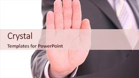  Presentation with hormone signaling - Presentation design with five forces - men's hand signaling stop background and a lemonade colored foreground