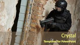  Presentation with armed forces - Cool new PPT layouts with training officer - military industry special forces backdrop and a violet colored foreground