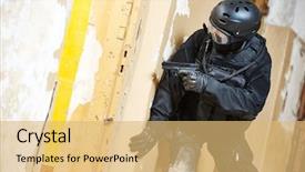  Presentation with armed forces - Audience pleasing presentation design consisting of training officer - military industry special forces backdrop and a yellow colored foreground