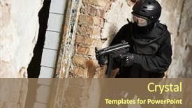  Presentation with armed forces - PPT layouts having forces or anti-terrorist police background and a violet colored foreground