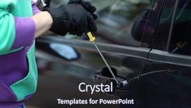  Presentation with car - PPT theme featuring forcing doors - man burglar stealing car background and a  colored foreground