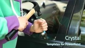  Presentation with car - Cool new slide set with forcing doors - man burglar stealing car backdrop and a  colored foreground