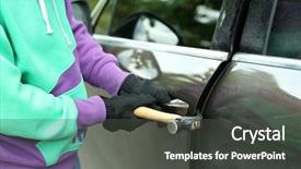  Presentation with car - Beautiful theme featuring forcing doors - man burglar stealing car backdrop and a  colored foreground