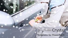  Presentation with crime - Presentation theme having forcing doors - transportation crime people and burglary background and a light gray colored foreground