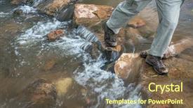  Presentation with mountain hiking - Amazing PPT layouts having ford - legs of a male hiker backdrop and a tawny brown colored foreground