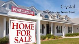  Presentation with foreclosure - Beautiful slide set featuring foreclosure home for sale real backdrop and a light blue colored foreground