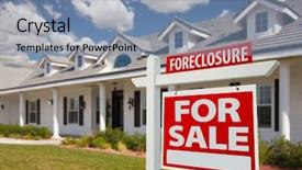  Presentation with foreclosure - Colorful presentation theme enhanced with foreclosure home for sale real backdrop and a seafoam green colored foreground