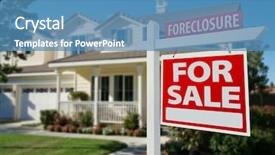  Presentation with foreclosure - Presentation having foreclosure home for sale real background and a teal colored foreground