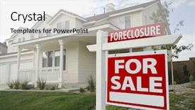 Presentation with foreclosure - Audience pleasing slides consisting of foreclosure home for sale sign backdrop and a white colored foreground