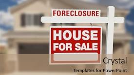  Presentation with foreclosure - Cool new PPT theme with foreclosure house for sale sign backdrop and a coral colored foreground
