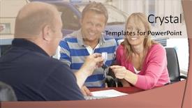  Presentation with instrument of car - Theme featuring forecourt - couple filling in paperwork background and a coral colored foreground