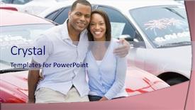  Presentation with cars - Slide set having forecourt - couple looking at new cars background and a lemonade colored foreground