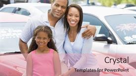  Presentation with family - Presentation theme featuring forecourt - family on new car lot background and a lemonade colored foreground