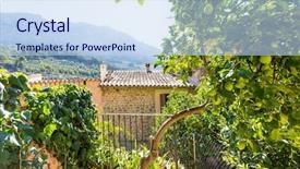  Presentation with house - Presentation design enhanced with forecourt - majorca balearic house patio background and a sky blue colored foreground