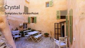  Presentation with house - Slide set enhanced with forecourt - majorca balearic house patio background and a lemonade colored foreground