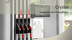  Presentation with petrol station - Presentation design enhanced with forecourt - modern petrol station closeup background and a light gray colored foreground