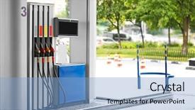  Presentation with petrol station - Slide set consisting of forecourt - modern petrol station background and a light blue colored foreground