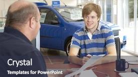  Presentation with paperwork - Slides with forecourt - young man filling in paperwork background and a tawny brown colored foreground