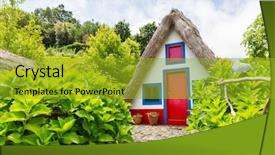  Presentation with leading change - Slides having forecourt of hut with pavement background and a gold colored foreground