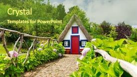  Presentation with house - PPT theme consisting of forecourt of the house background and a tawny brown colored foreground