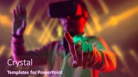  Presentation with augmented reality - PPT theme consisting of forefinger-of-young-man background and a tawny brown colored foreground